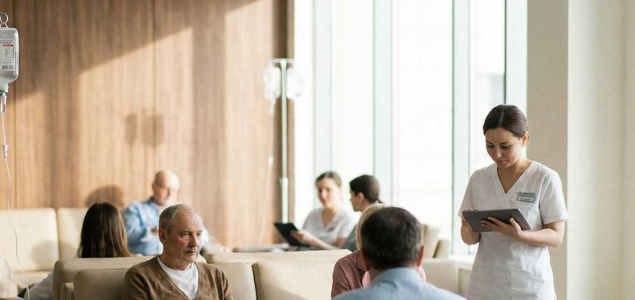 350-400 пациентов в месяц получают лечение в  Дневном стационаре противоопухолевой лекарственной терапии Онкодиспансера №2